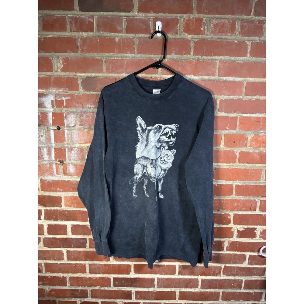 Vintage 90s Angry Wolves Wild Shirt Scarier Than I Look Stay Back 100ft Large